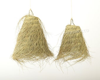 Braided Suspension lamp in natural palm fiber - Suspension en osier