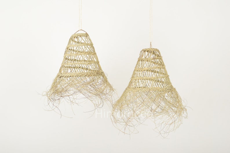 Gevlochten hanglamp van natuurlijke palmvezel Suspension en osier afbeelding 2