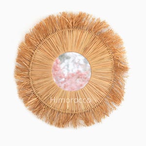 Raffia round wall mirror - Naturel Mirror in raffia fibre