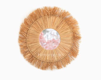 Raffia round wall mirror - Naturel Mirror in raffia fibre