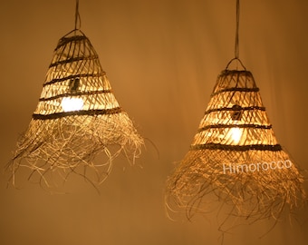 Gevlochten hanglamp van natuurlijke palmvezel - Suspension en osier