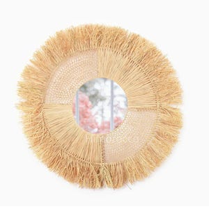 Raffia round wall mirror - Naturel Mirror in raffia fibre