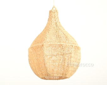 Gevlochten hanglamp van natuurlijke Raphia-vezel - Suspension en raffia