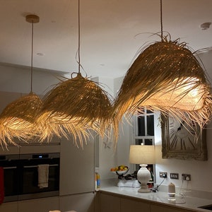 Boho Light Suspension Suspension en paille Suspension en osier image 1