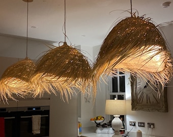 Boho Light Suspension - Suspension en paille - Suspension en osier