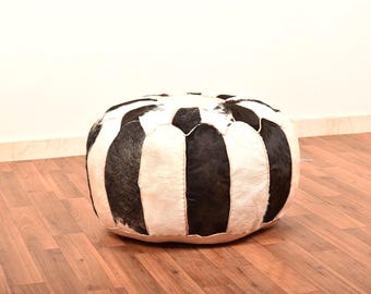 Genuine Cowhide Pouf Ottoman