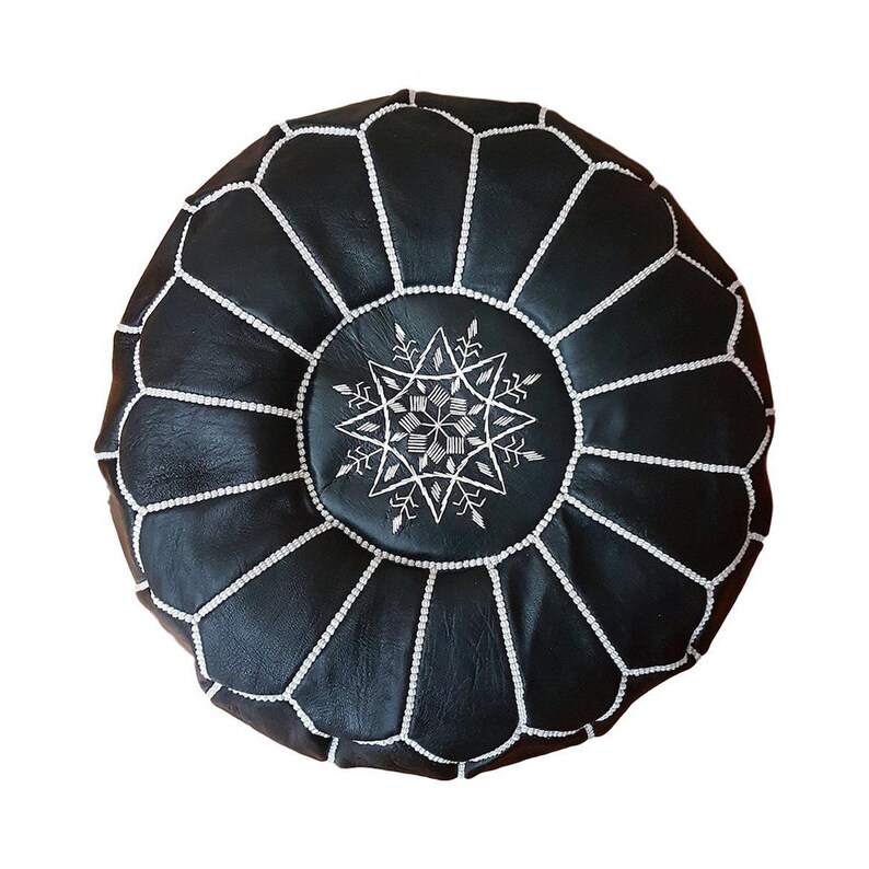 Stuffed Moroccan Ottoman Leather Poufs Multi Color Footstool Etsy