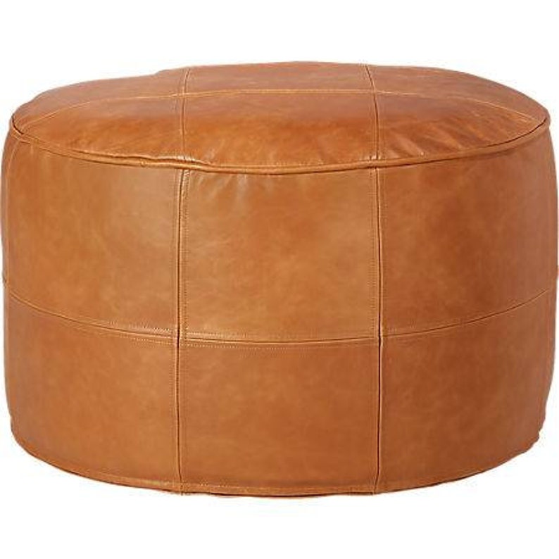 Moroccan Round Leather Pouf Cover Handmade Round Leather Etsy Australia