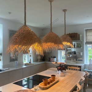 Boho Light Suspension - Suspension en paille - Suspension en osier