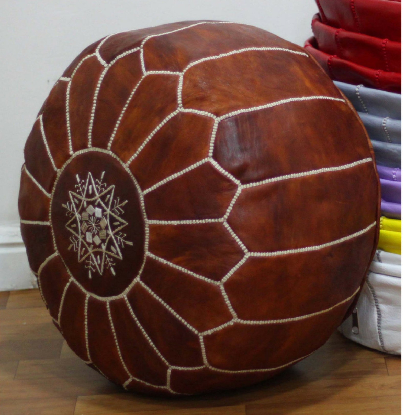 Amazing stuffed Moroccan Pouf Dark Brown Color Etsy