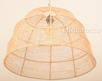 Braided pendant lamp in natural Raphia fiber - Suspension en raffia