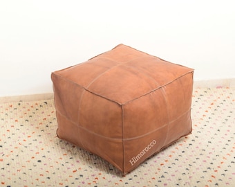 Moroccan Square Leather Pouf , Unstuffed Pouf, Square Leather Pouf , Poufs Footstool, luxury ottomans footstools, Moroccan handmade Pouf