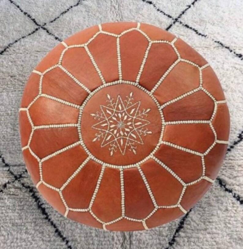 Amazing stuffed Moroccan Pouf Dark Brown Color Etsy