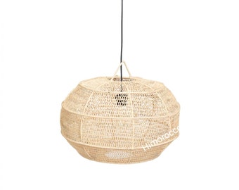 Gevlochten hanglamp van natuurlijke Raphia-vezel - Suspension en raffia