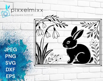 Süßer Hase, Ostern, Frühling, Vorlage, Plottervorlage, Laservorlage, goldiger Hase, svg, Blumen, Schneidedatei, Sublimation, Plotten, Cut