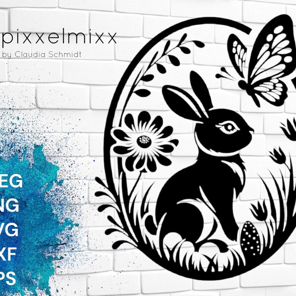 Süßer Hase, Ostern, Frühling, Vorlage, Plottervorlage, Laservorlage, goldiger Hase, svg, Blumen, Schneidedatei, Sublimation, Plotten, Cut