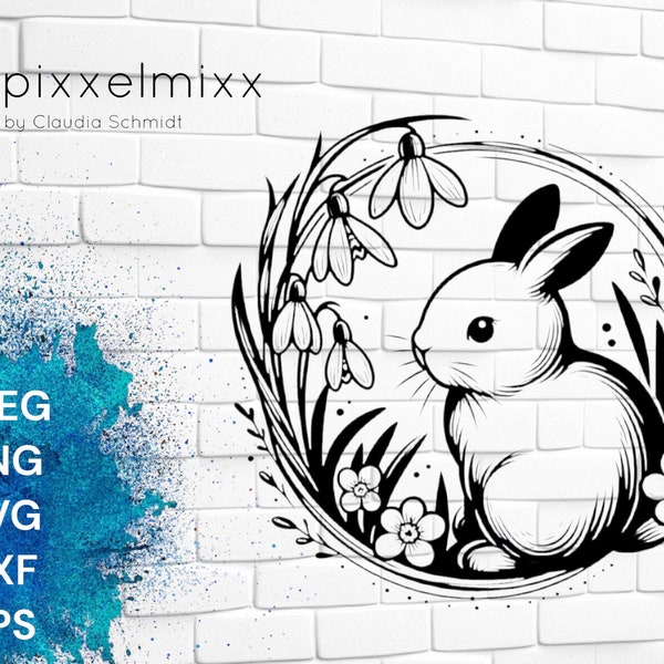 Süßer Hase, Ostern, Frühling, Vorlage, Plottervorlage, Laservorlage, goldiger Hase, svg, Blumen, Schneidedatei, Sublimation, Plotten, Cut