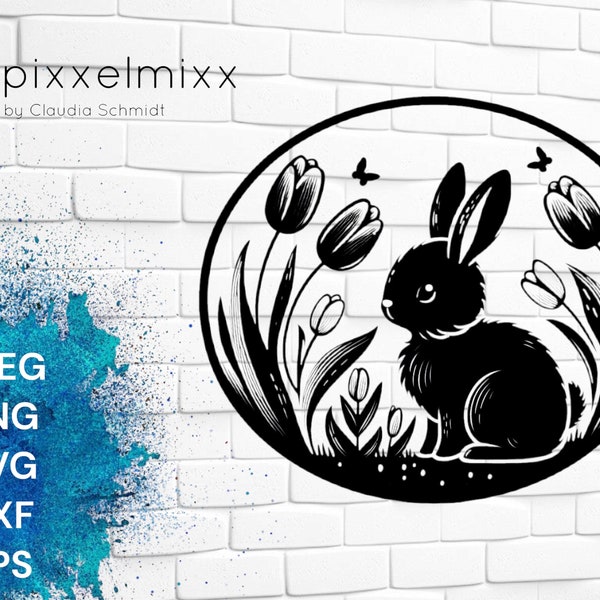 Süßer Hase, Ostern, Frühling, Vorlage, Plottervorlage, Laservorlage,, goldiger Hase, svg, Blumen, Schneidedatei, Sublimation, Plotten, Cut