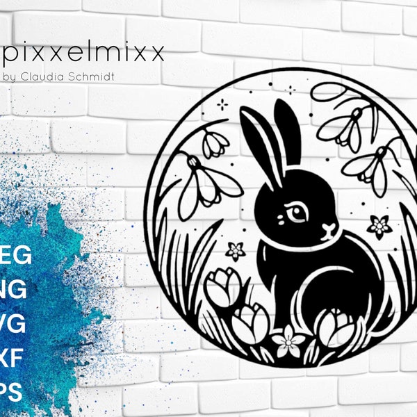 Süßer Hase, Ostern, Frühling, Vorlage, Plottervorlage, Laservorlage, goldiger Hase, svg, Blumen, Schneidedatei, Sublimation, Plotten, Cut