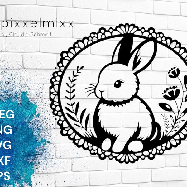 Süßer Hase, Ostern, Frühling, Vorlage, Plottervorlage, Laservorlage,, goldiger Hase, svg, Blumen, Schneidedatei, Sublimation, Plotten, Cut