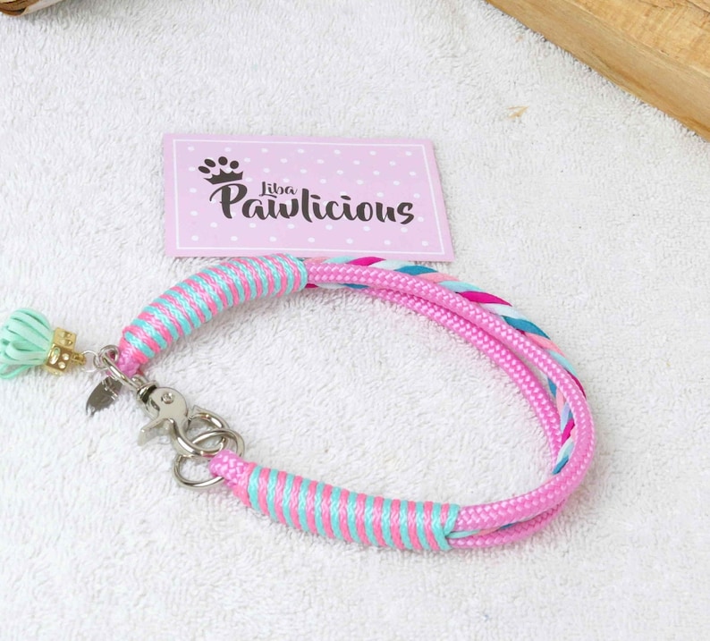 Collar XS M dogs pink sail rope handmade Liba Pawlicious image 1