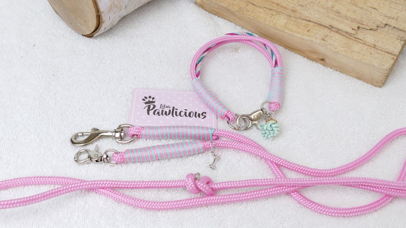 Collar XS M dogs pink sail rope handmade Liba Pawlicious image 5