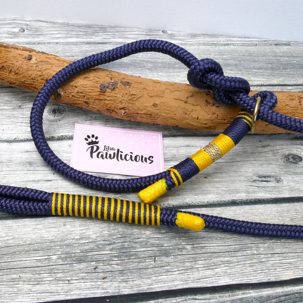 Agilityleash Retrieverleine Dog leash for medium to large dogs Handmade dark blue with yellow by LibaPawlicious
