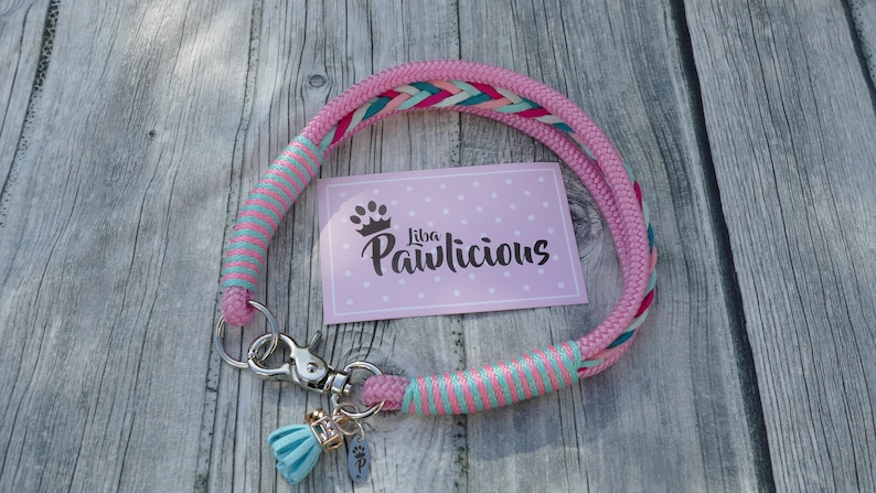 Collar XS M dogs pink sail rope handmade Liba Pawlicious image 6