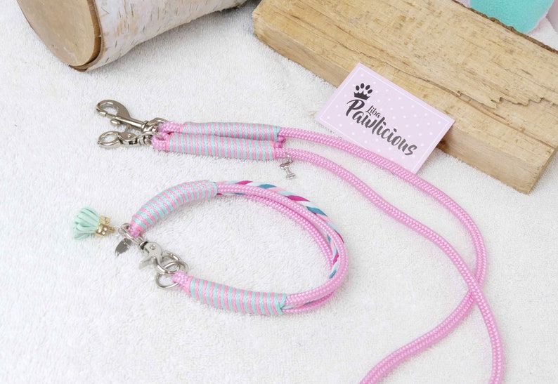 Collar XS M dogs pink sail rope handmade Liba Pawlicious image 4