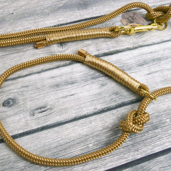 Agility leash Retrieverleine dog leash for medium to large dogs Handmade all in gold by LibaPawlicious