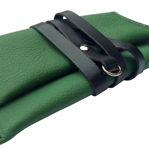Astuccio piccolo, custodia porta tabacco in pelle pregiata e riciclata bicolor
