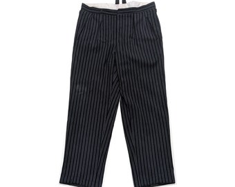 Vintage 1950s 50s French Grey Cotton Striped Work Trousers Pants 