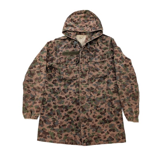 Vintage 60s Austrian Camoflage Army Parka Jacket Military Erbse