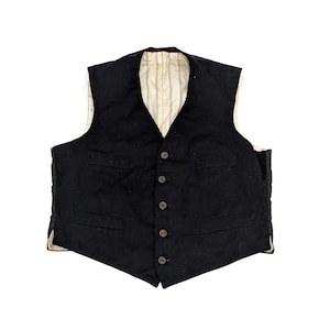 Vintage Antique Black Wool Vest Work Men Suits - Etsy Vintage Antique Black Wool Vest Work Men Suits - Etsy