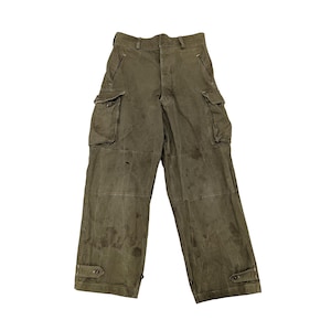 Vintage 50er Jahre Französische Armee M 47 Schwere HBT Baumwolle Cargo Hose