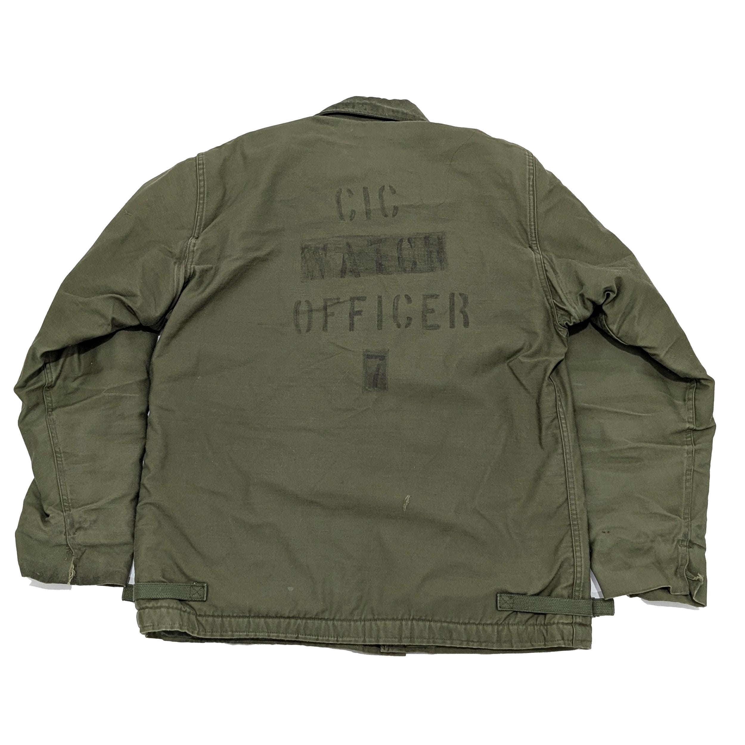 Vintage 70s US Navy A2 Deck Jacket - Distressed Olive Drab