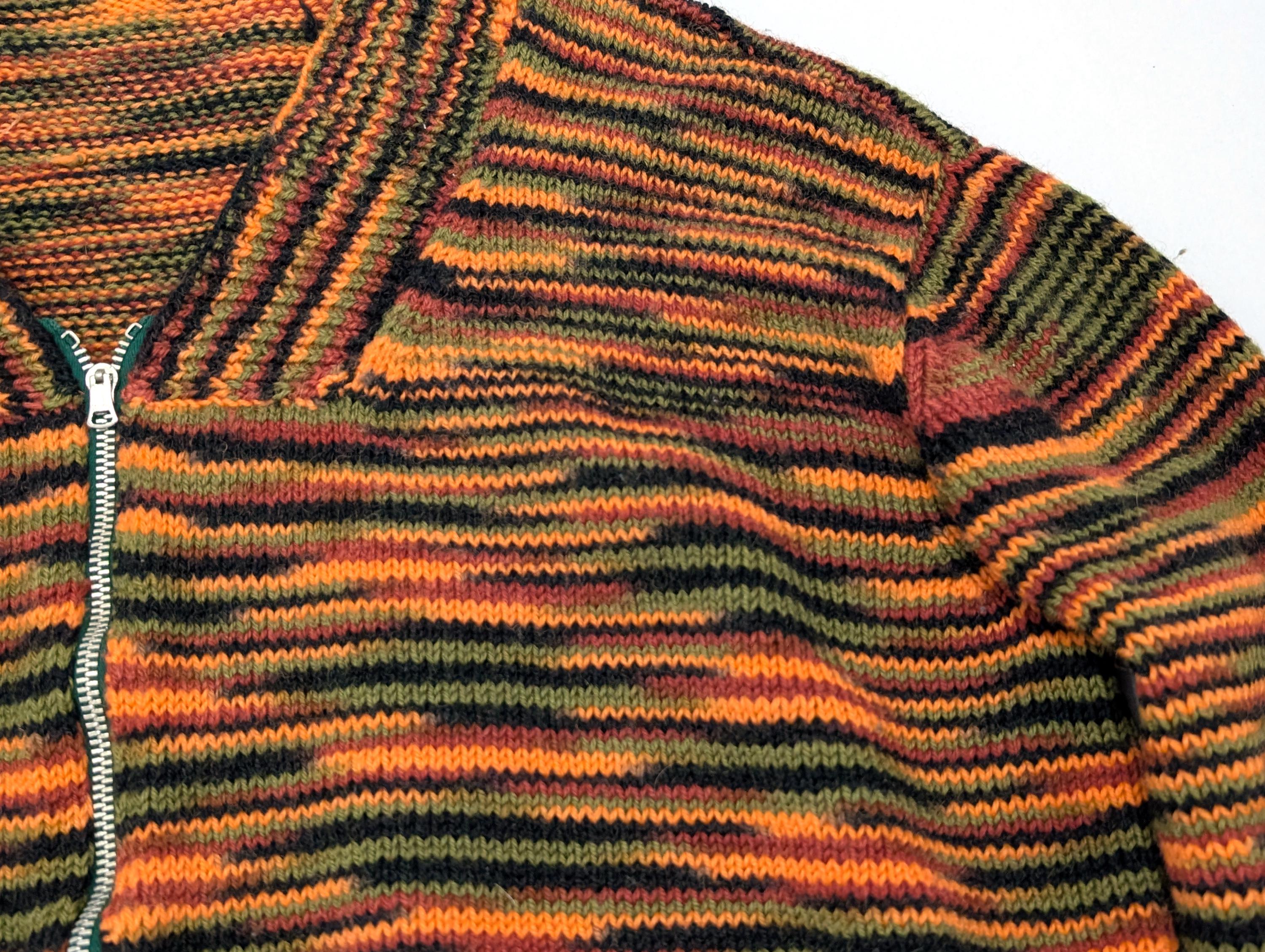 Vintage 40s-50s Cowichan Style Wool Knit Cardigan, Lightning 
