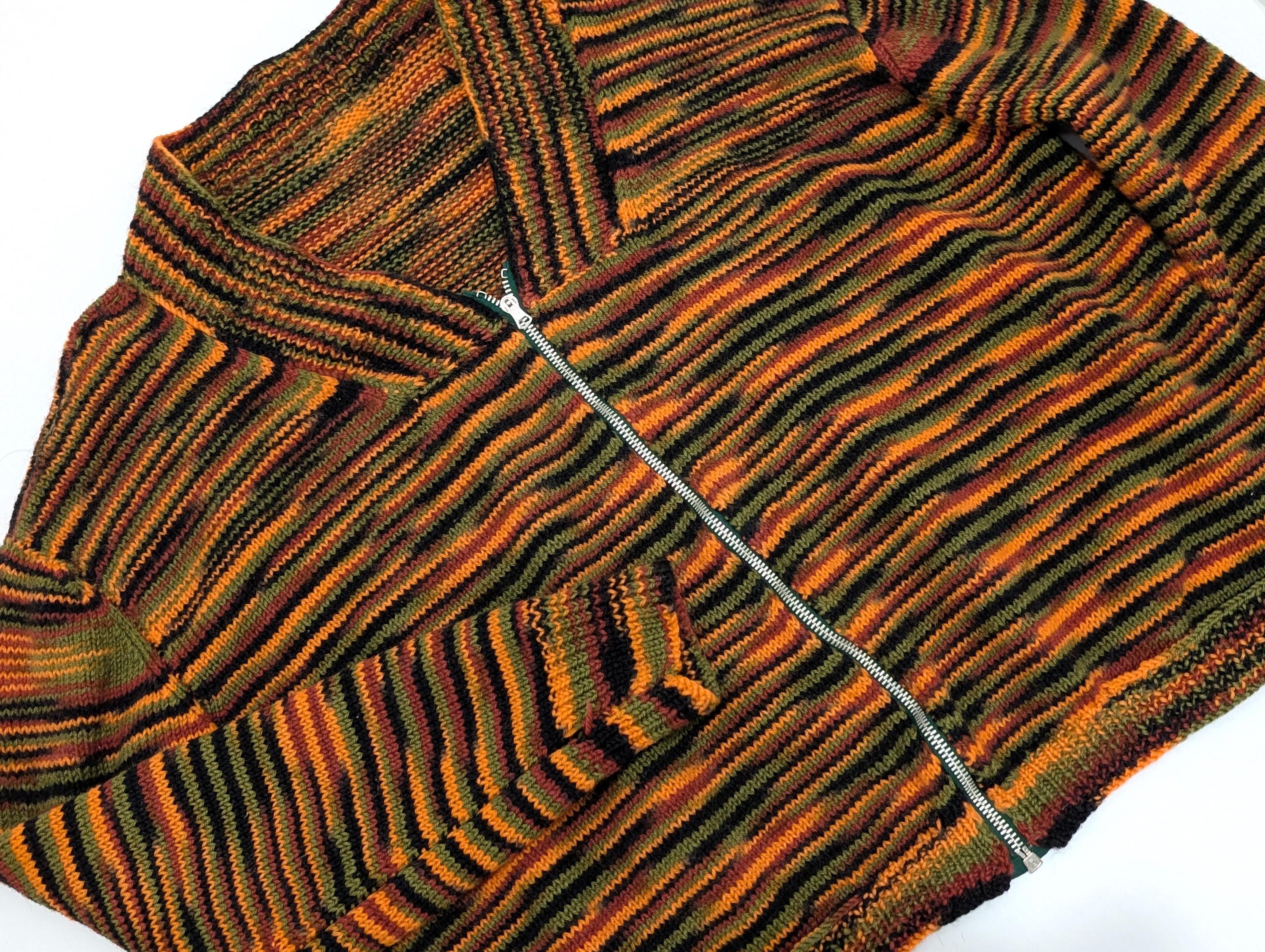 Vintage 40s-50s Cowichan Style Wool Knit Cardigan, Lightning 