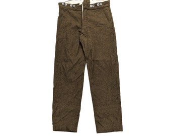 Vintage Pre WW2 British Army Olive Wool Trousers
