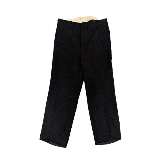 Vintage 50s Black Striped Buckle Back Trousers Mans Working Class