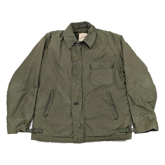 Vintage 70s US Navy A2 Deck Jacket - Distressed Olive Drab