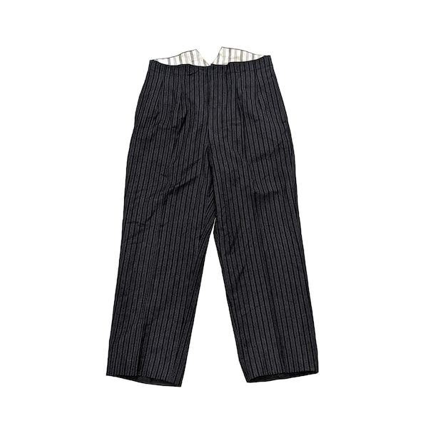 Vintage 50s European Striped Wool Working Class Mans Fishtail Pants Workwear