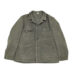 Vintage Cord Cotton Workwear Work Chore Olive Faded Green Jacket