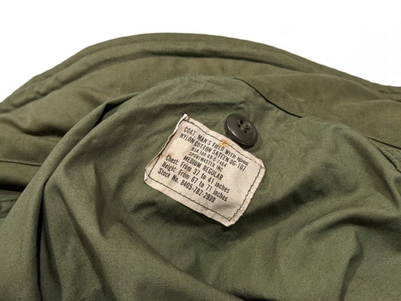 Rare Contract US Army M 65 Field Jacket Sateen Og-107 Olive Green 