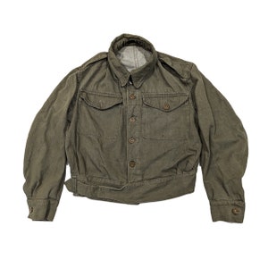 Vintage 50s British Army Green Overalls Denim Blouse Jacket