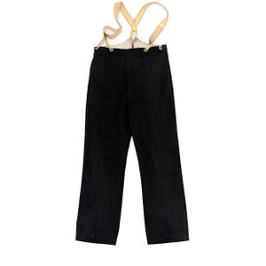 Vintage 20s Wool Germany Beklied Amt Stuttgart Black Suit Trousers Mans Working Class Pants with Suspenders