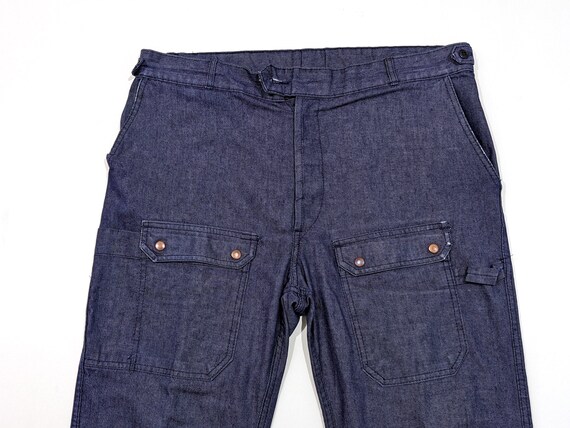 Pantalon De Travail Vintage Adolphe Lafont Moleskine Bleu - Taille L (tour 112 Cm)