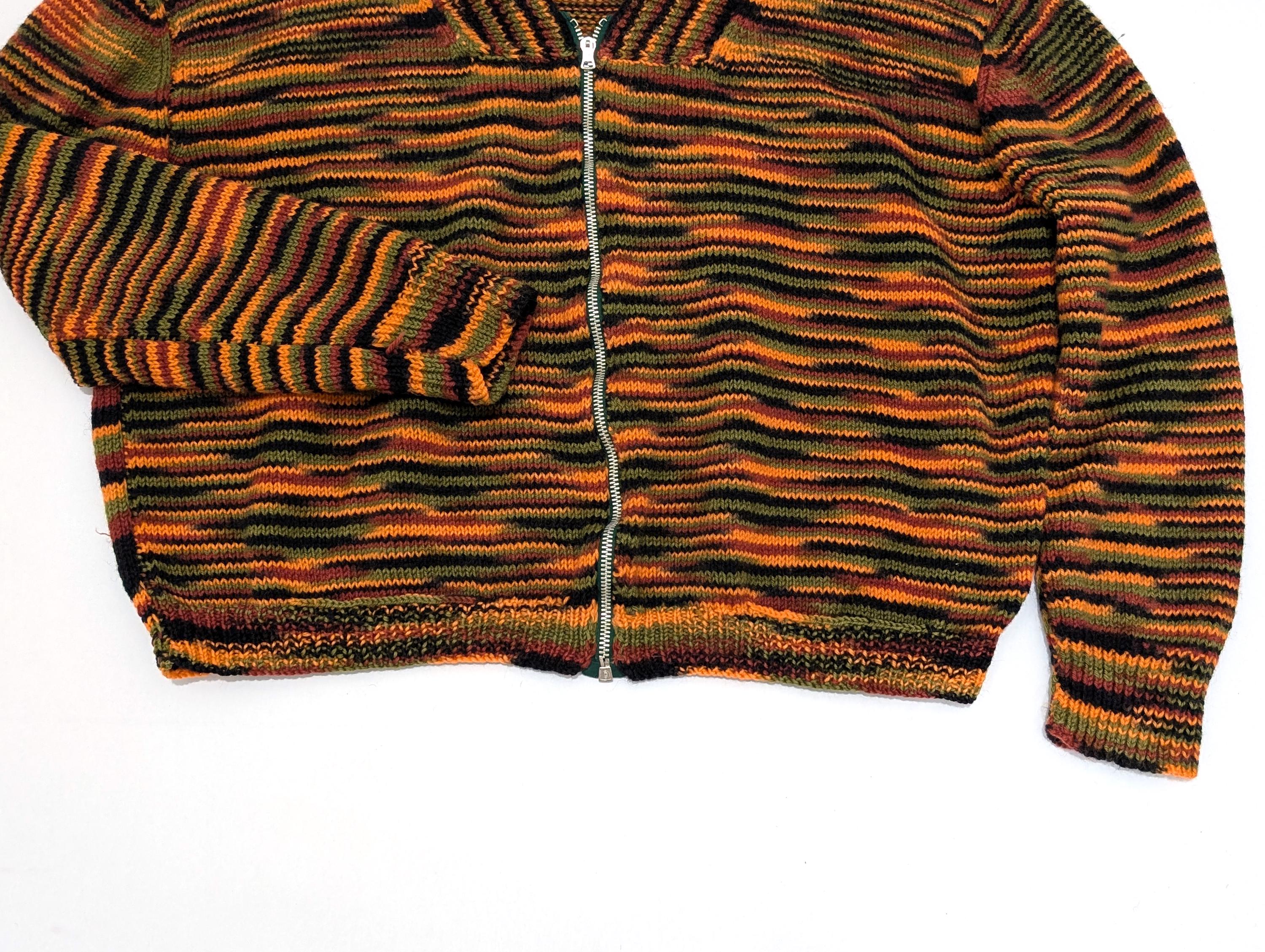 Vintage 40s-50s Cowichan Style Wool Knit Cardigan, Lightning 