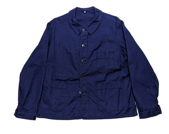 Vintage 60s Adolphe Lafont Indigo Blue Work Chore Workwear Jacket