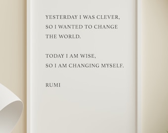 Rumi Wisdom Quote Printable, Spiritual Wall Art, Rumi Printable Art, Home Decor, Inspirational Wall Art